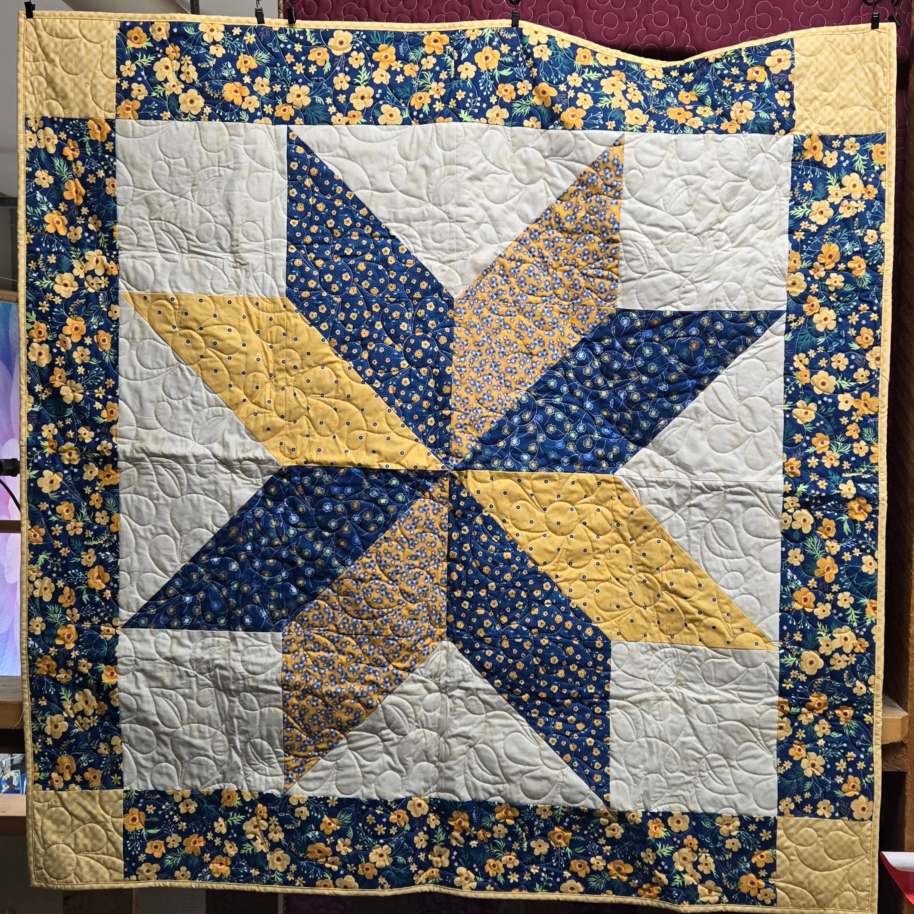 Store Sample- Baby Quilt- Yellow, Blue Star