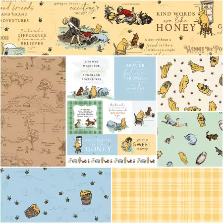 Riley Blake - Winnie the Pooh - 1 Yard Bundle Sunshine, 7 Pcs.