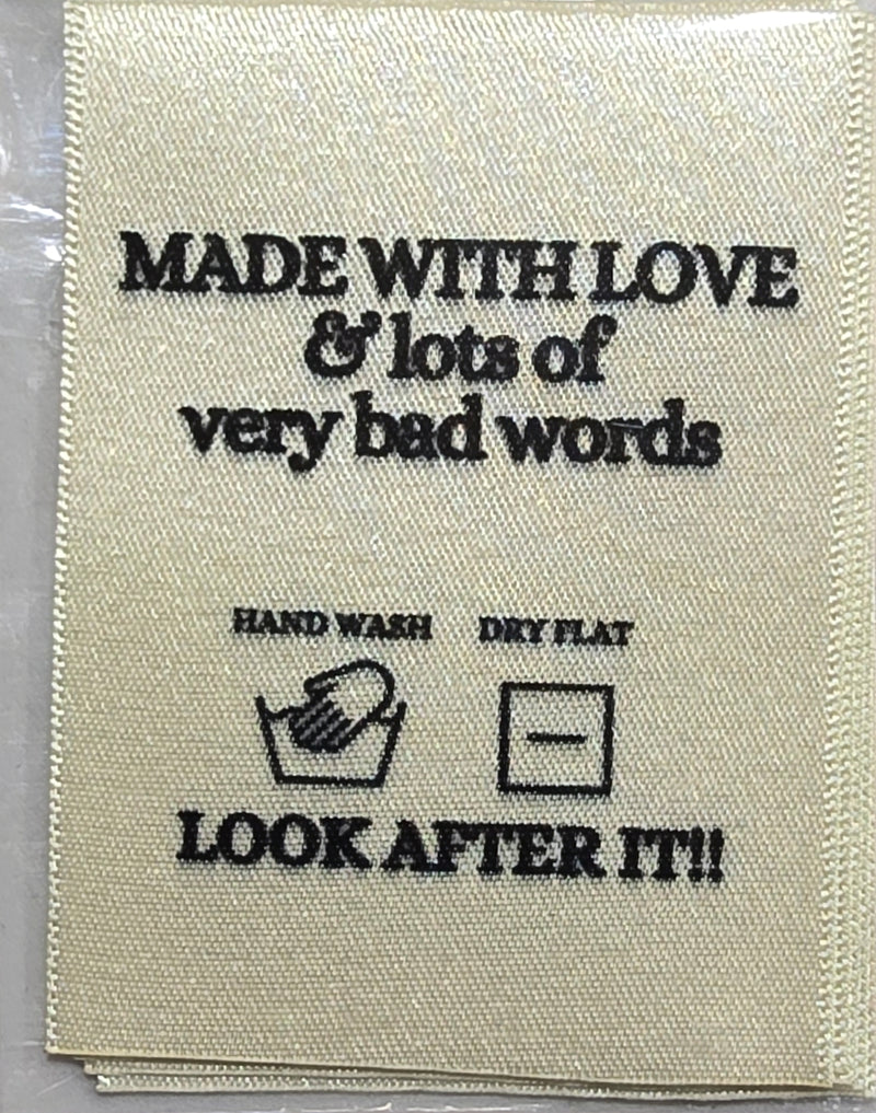 Made with Love and Bad Words Quilt Labels, 5 per package