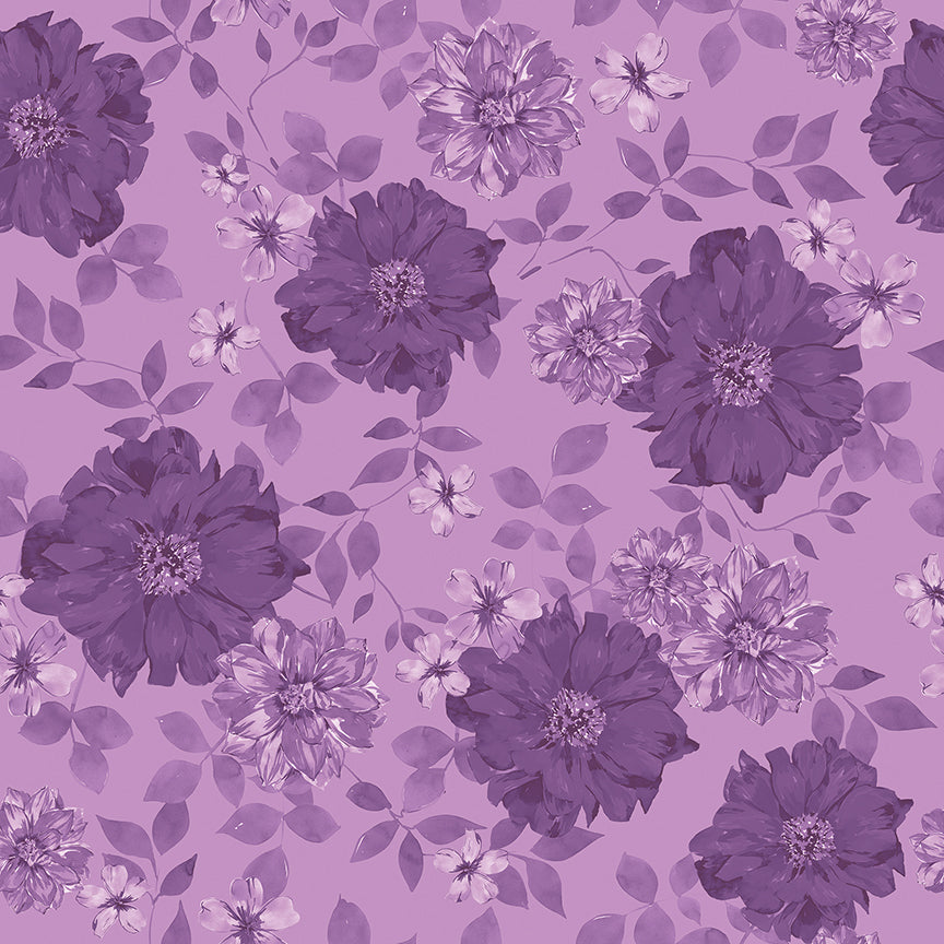 Celeste - Camelot Fabrics - Floral Paradise - Light Purple