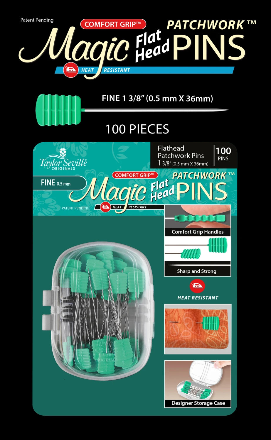 Magic Pins - Flathead Patchwork Fine 100pc