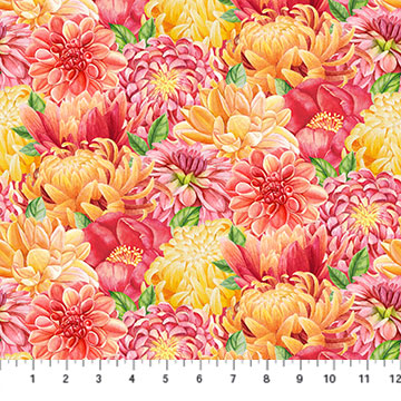 Northcott- Morning Blossom - Red Multi