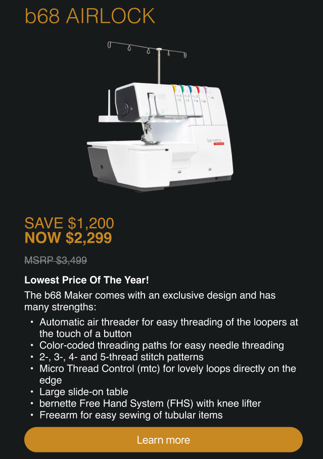 Bernette B68 Airlock Serger/Cover Stitch Machine