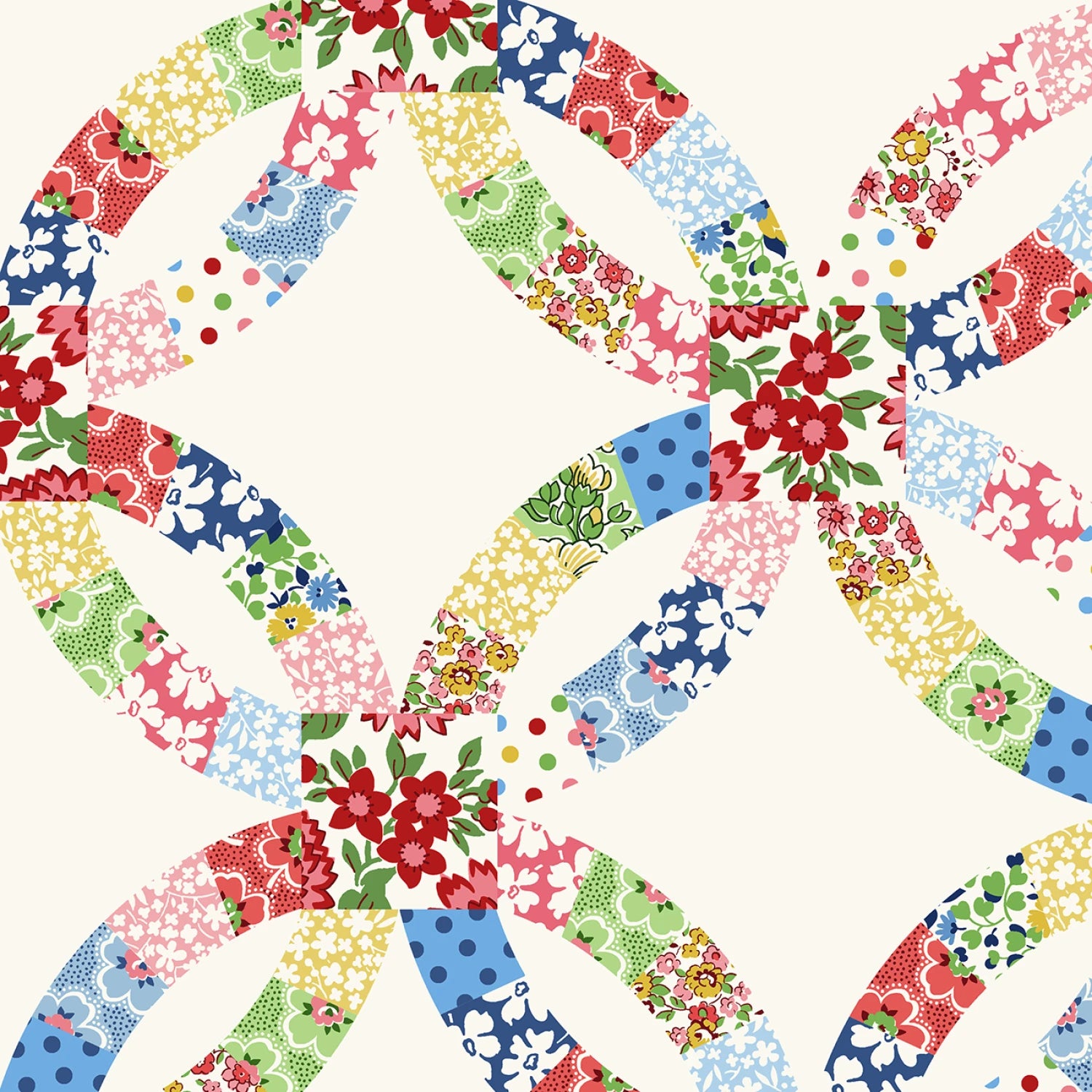 Windham Fabrics - Multi Double Wedding Ring Cheater