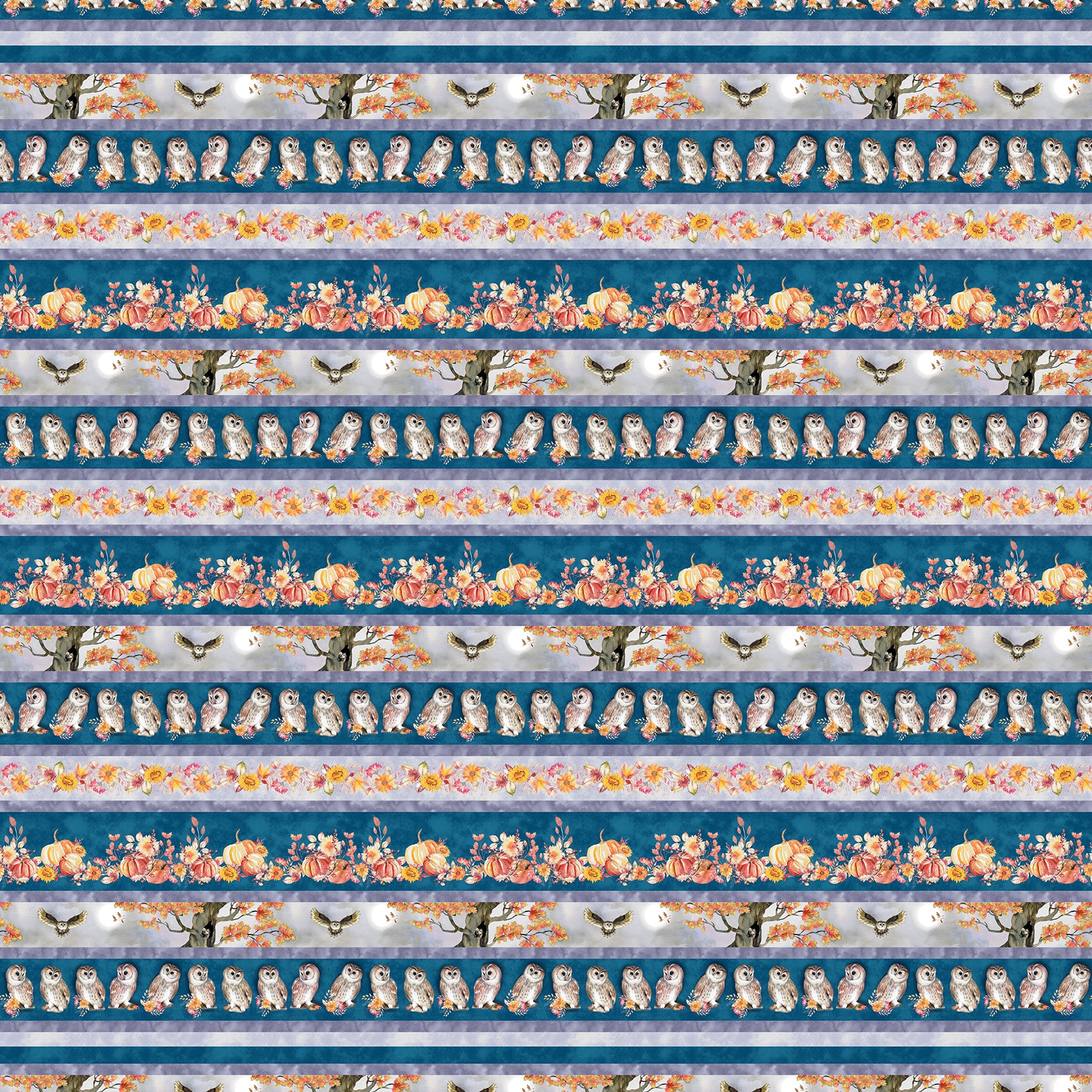 Night Owls by Kathleen Francour - Navy Border Print