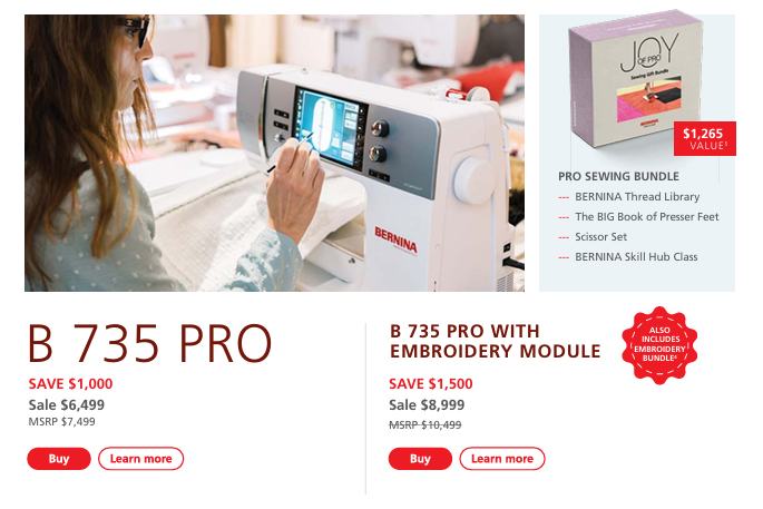 Bernina B735 PRO Sewing/Embroidery Machine