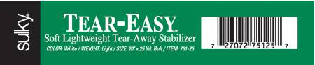 Sulky Tear Easy Tear-Away Stabilizer White 20in By the Bolt