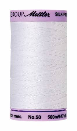 Mettler Silk-Finish 50wt Solid Cotton Thread 547yd/500M White