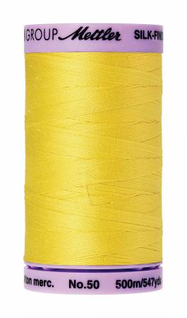 Mettler Silk-Finish 50wt Solid Cotton Thread 547yd/500M Lemon Zest