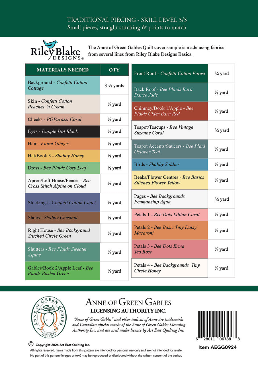 Anne Of Green Gables Quilt Pattern - Art East Quilting Co.