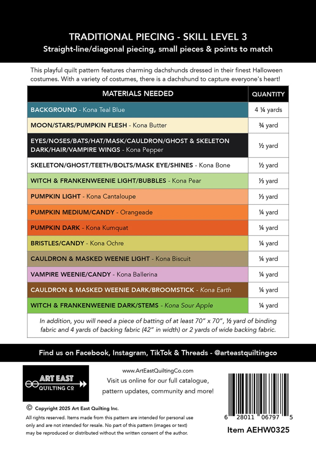 Halloweenies Quilt Pattern - Art East Quilting Co.