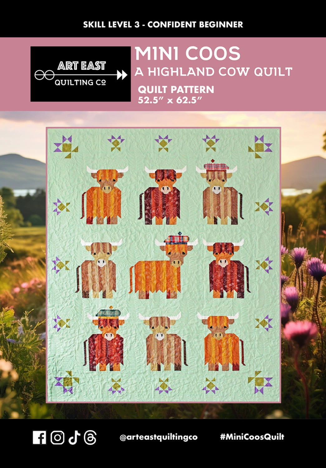 Mini Coos - a Highland Cow Quilt Pattern - Art East Quilting Co.