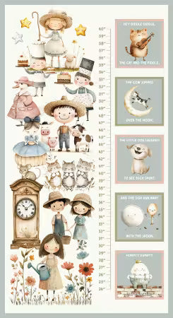 Nursery Rhyme Time - Ivory Nursery Rhyme Growth Chart 24" Panel