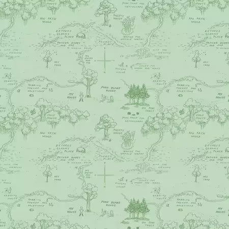 Riley Blake - Winnie the Pooh - Map Green - C17001R-GREEN