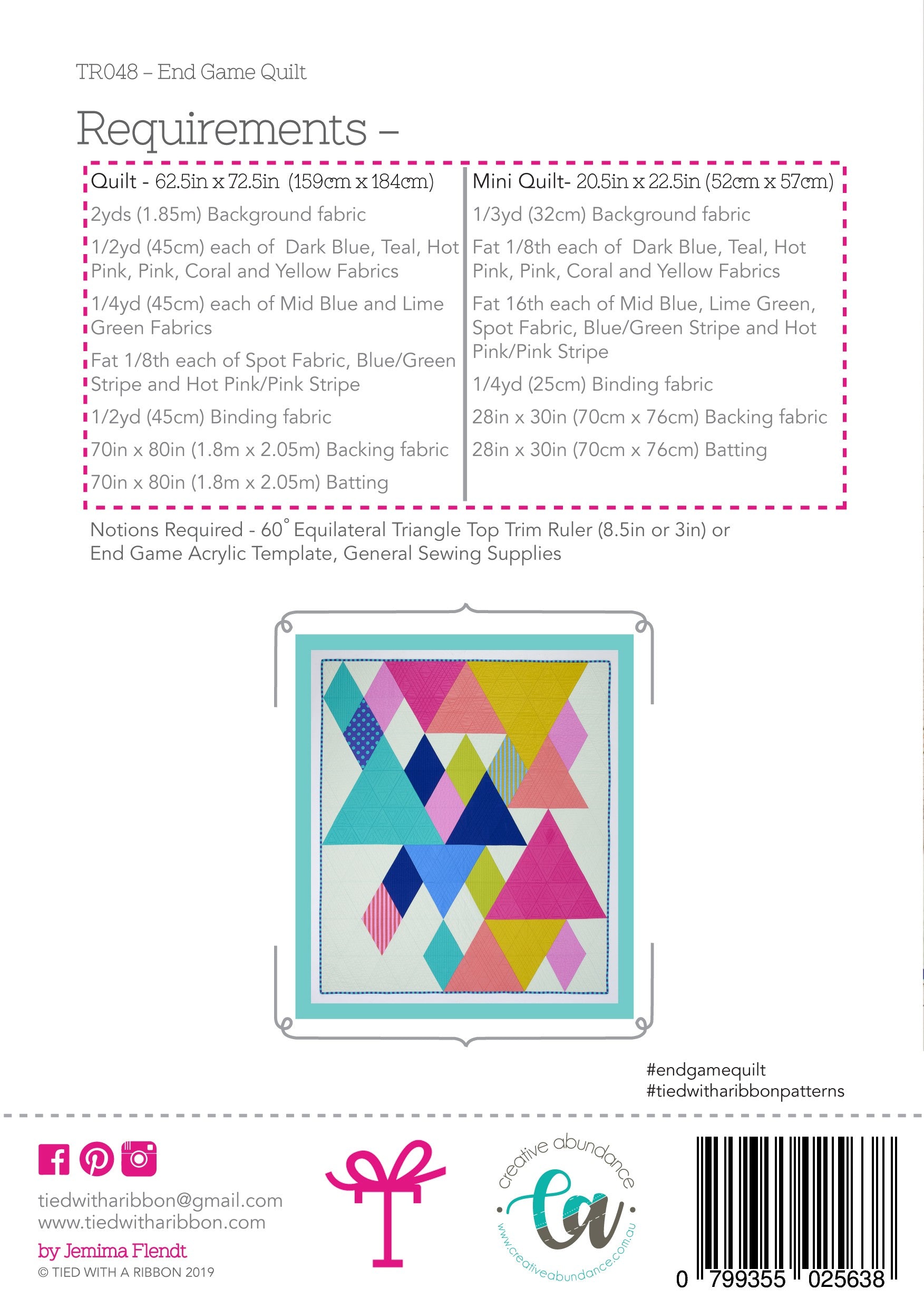 End Game Quilt Pattern By Tied With A Ribbon Patterns