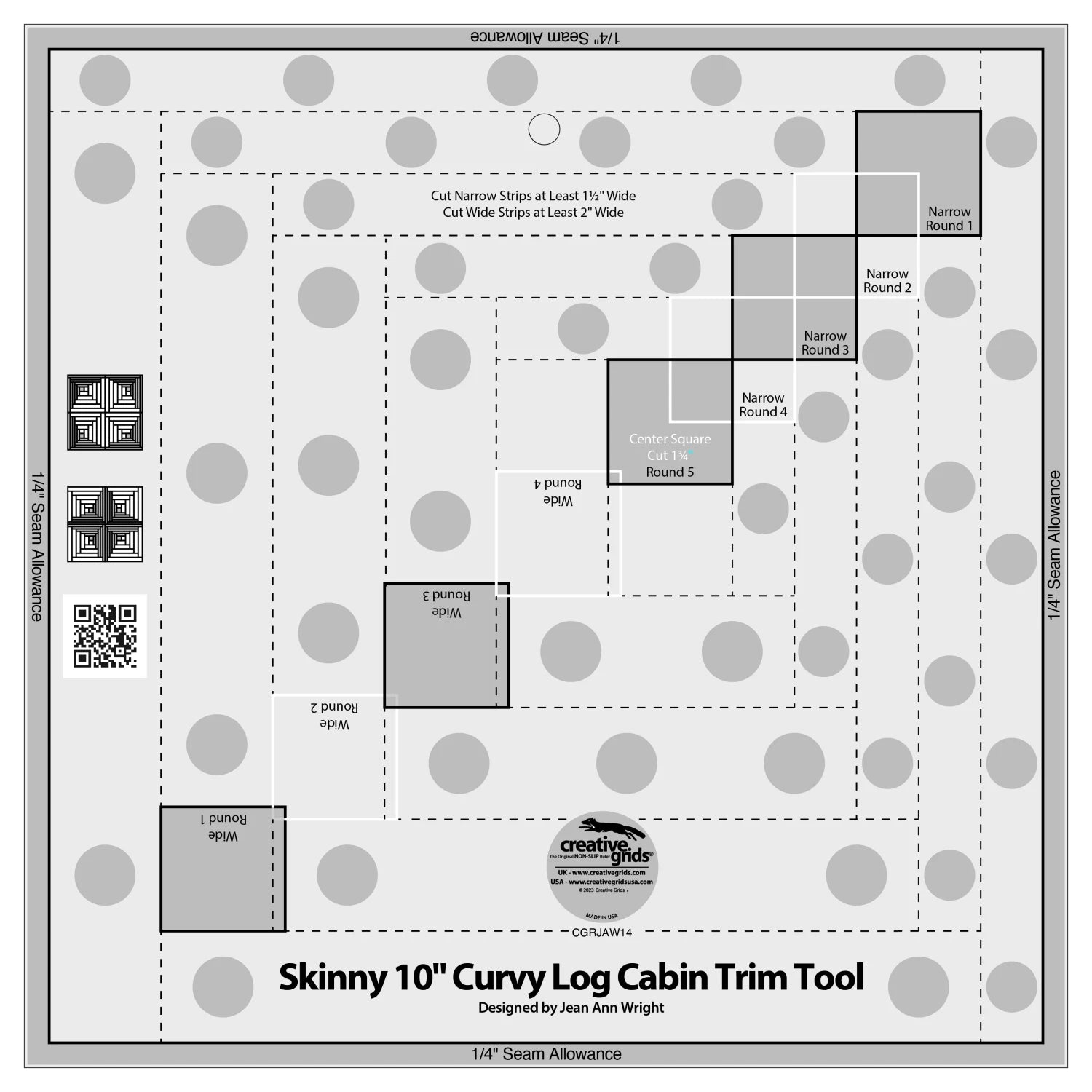 Creative Grids 10in Skinny Curvy Log CabinTrim Tool