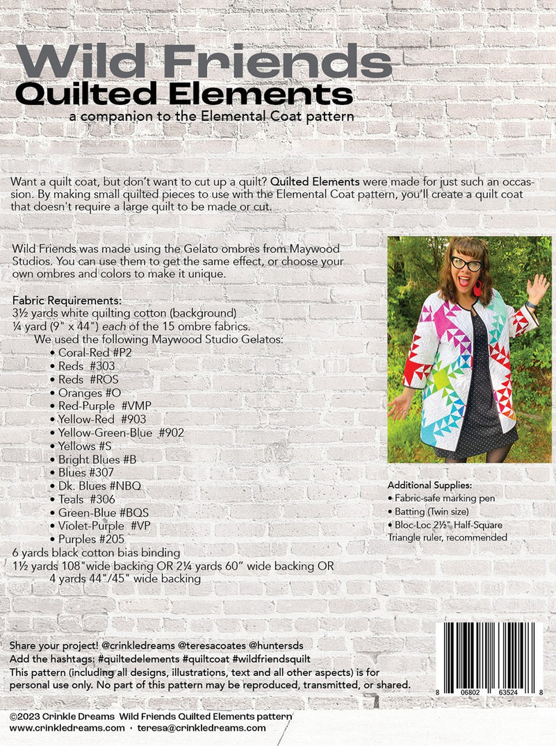 Crinkle Dreams Wild Friends Quilted Coat - A Companion to the Elemental Coat Pattern