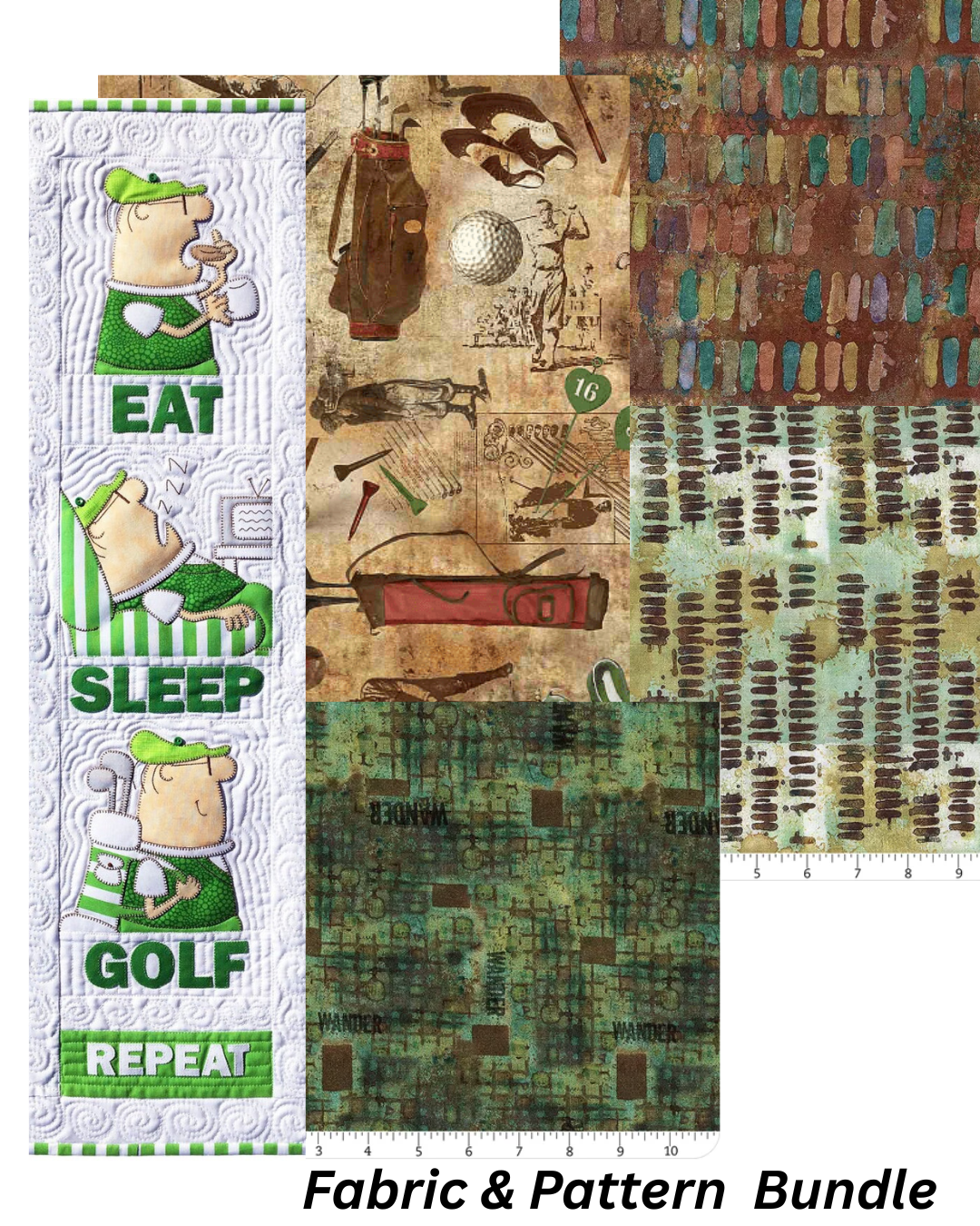 Eat, Sleep, Golf Wall Hanging — Pattern + Fabric Bundle