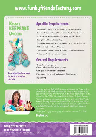 Kelsey Keepsake Unicorn Pattern by Funky Friends Factory