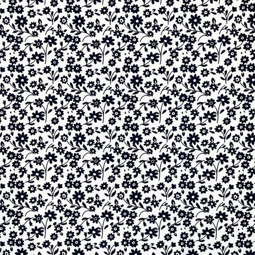 Fiori 2 by Gordon Fabrics - White with Black Flowers