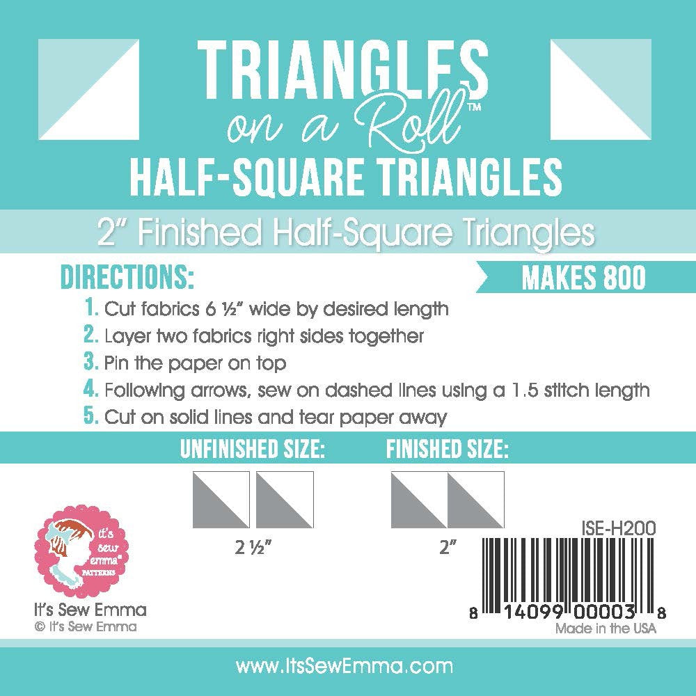 Triangles on a Roll 2in Finished Half Square 50ft Roll