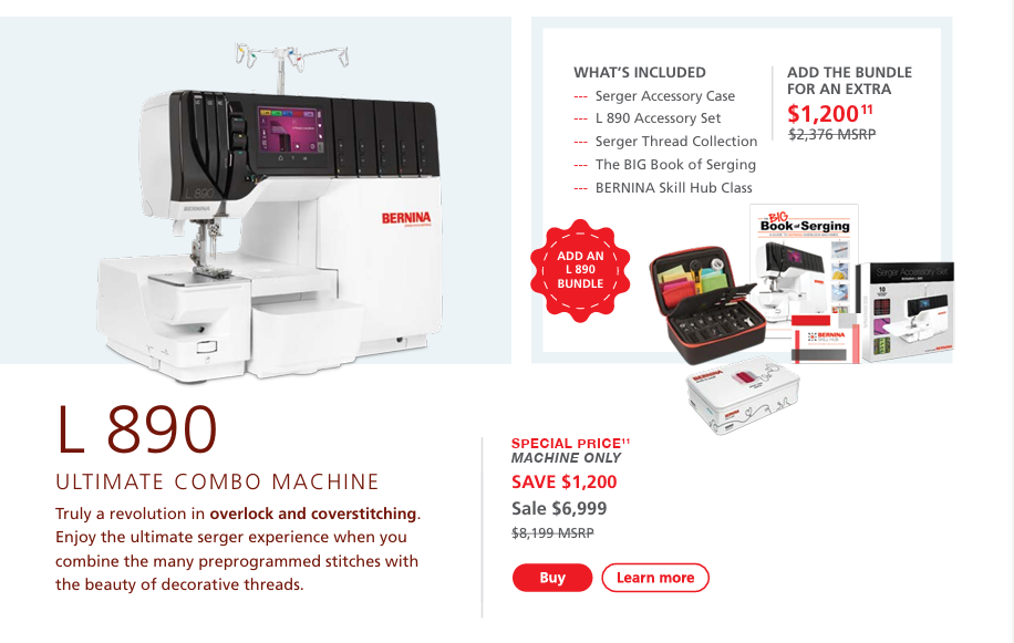 BERNINA L890 Airlock Serger & Coverstitch Machine