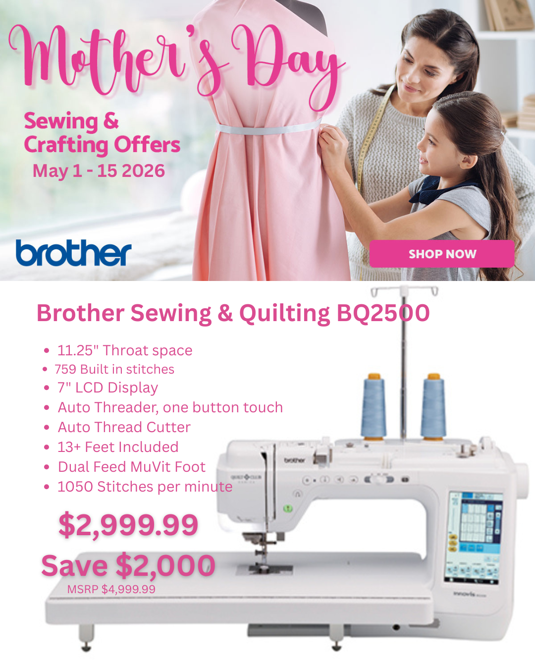 Brother - BQ2500 - The Hobbyist – Sewing & Quilting Machine