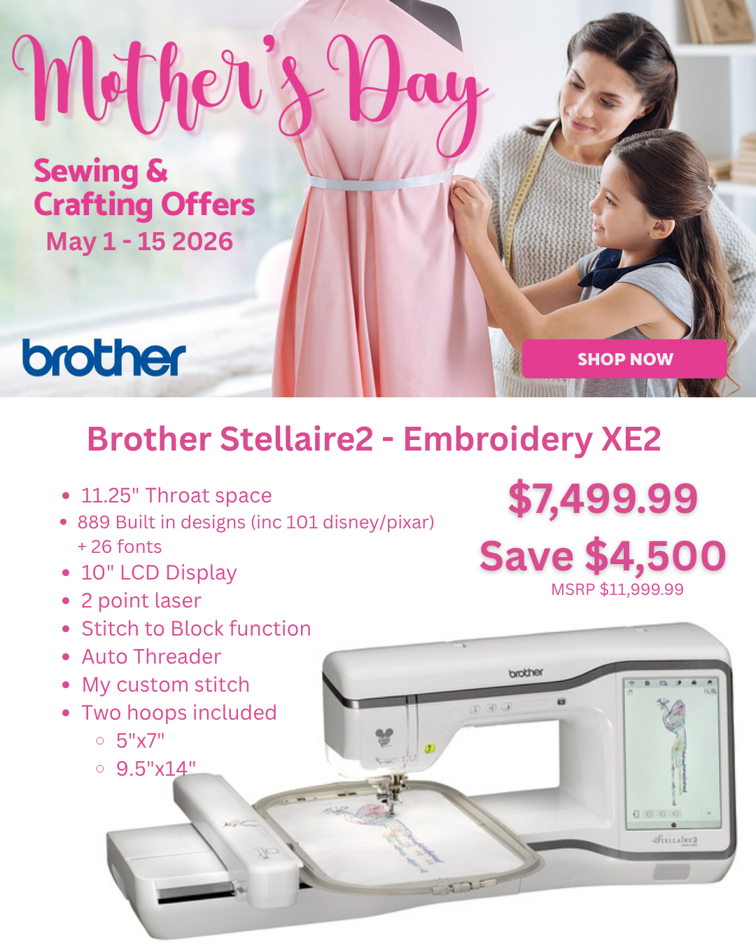 Brother - XE2 - Stellaire2- Embroidery Machine