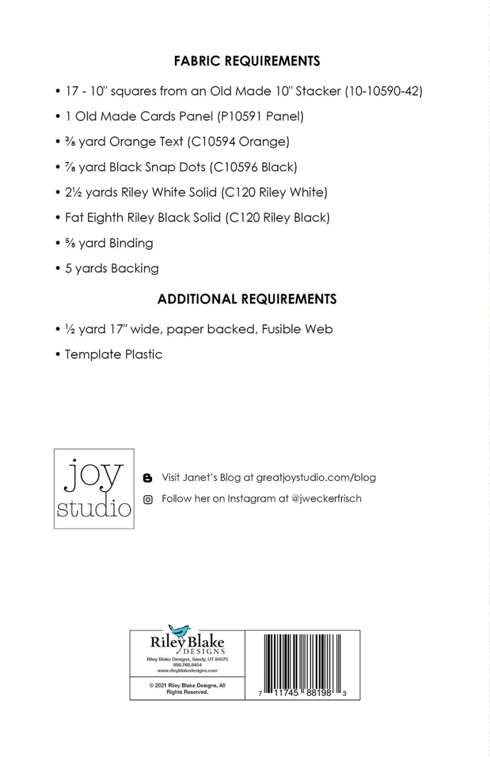 J. Wecker Frisch Cabin Chills Quilt Pattern