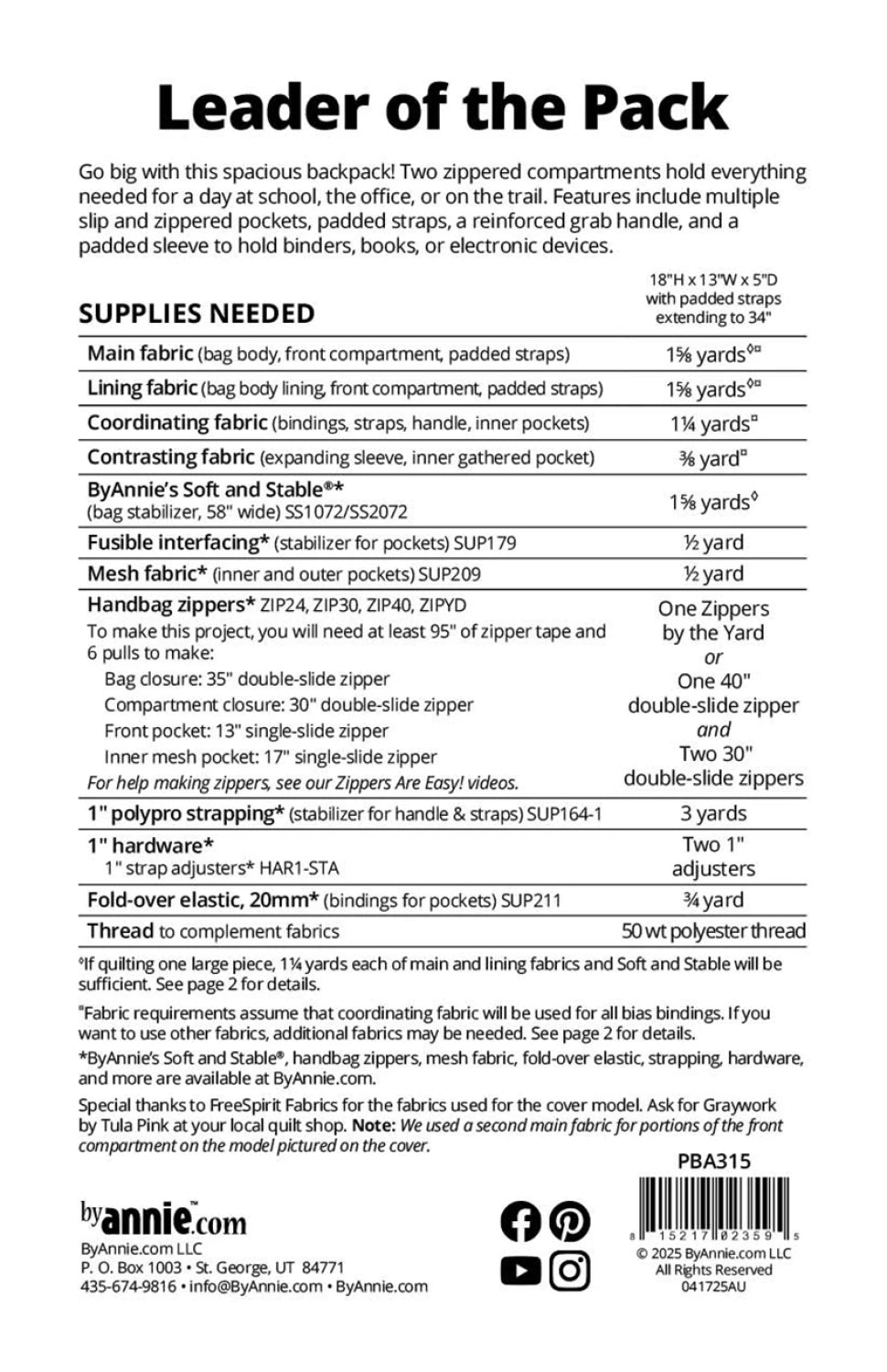 Leader of the Pack Pattern from By Annie