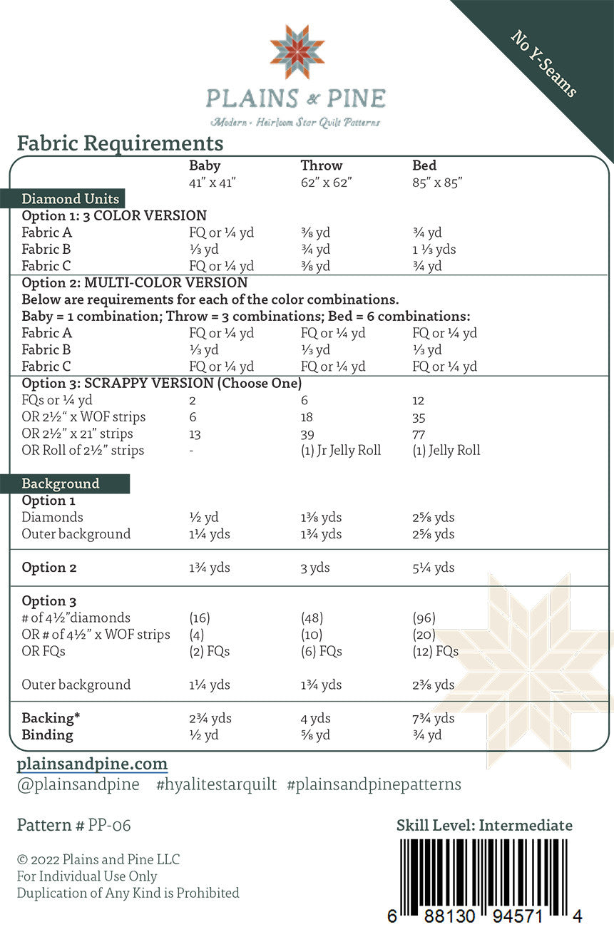 Hyalite Star Quilt Pattern by Plains & Pine