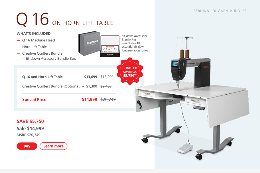 Bernina Q16 & Q16 Plus Long Arm Quilting Machine