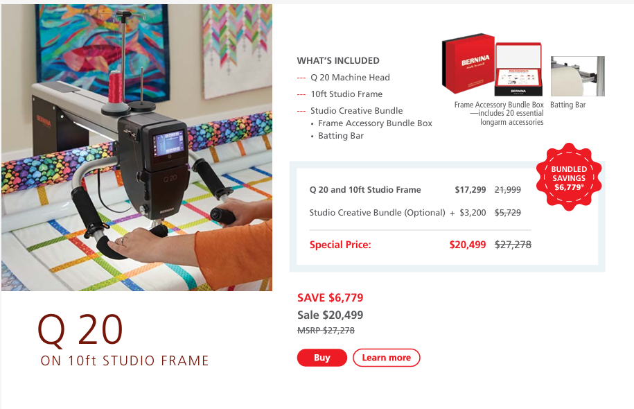 Bernina Q20 / Q24 Longarm Quilting Machines - No Automation