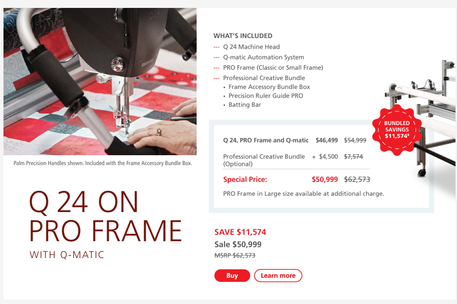 Bernina Q20 / Q24 Longarm Quilting Machines - With Automation