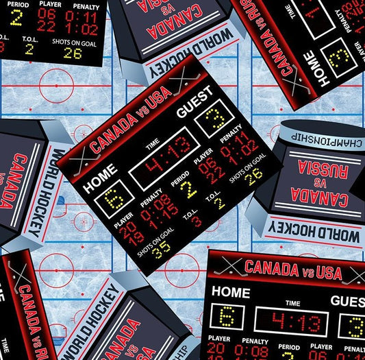 Robert Kaufman- Hockey Score Board- QC304-BLU