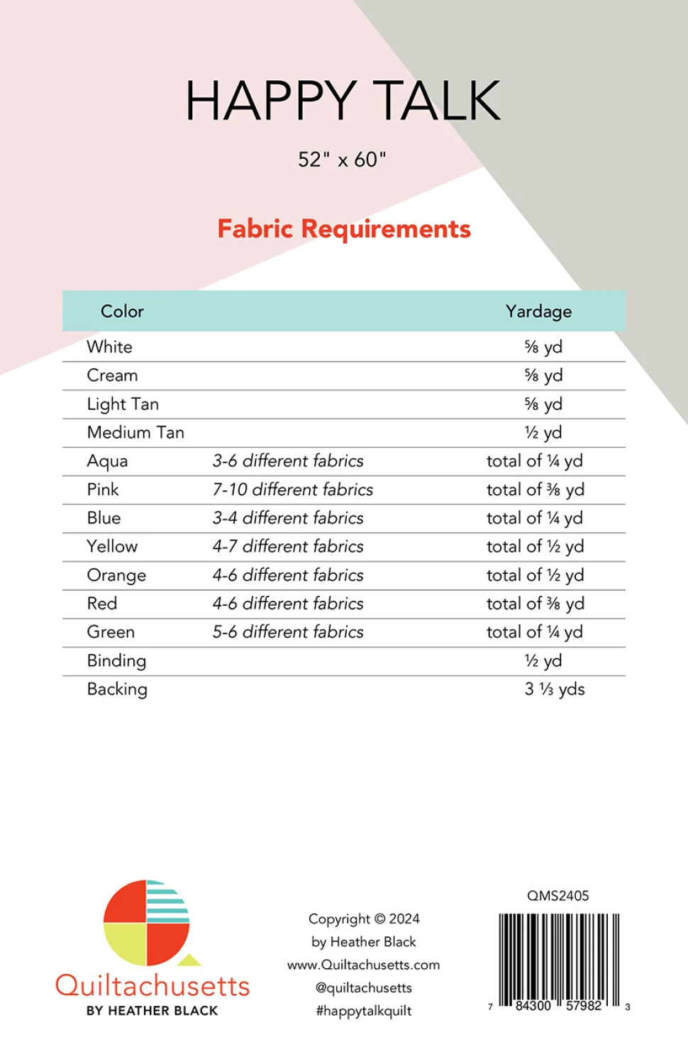 Quiltachusetts - Happy Talk Quilt Pattern