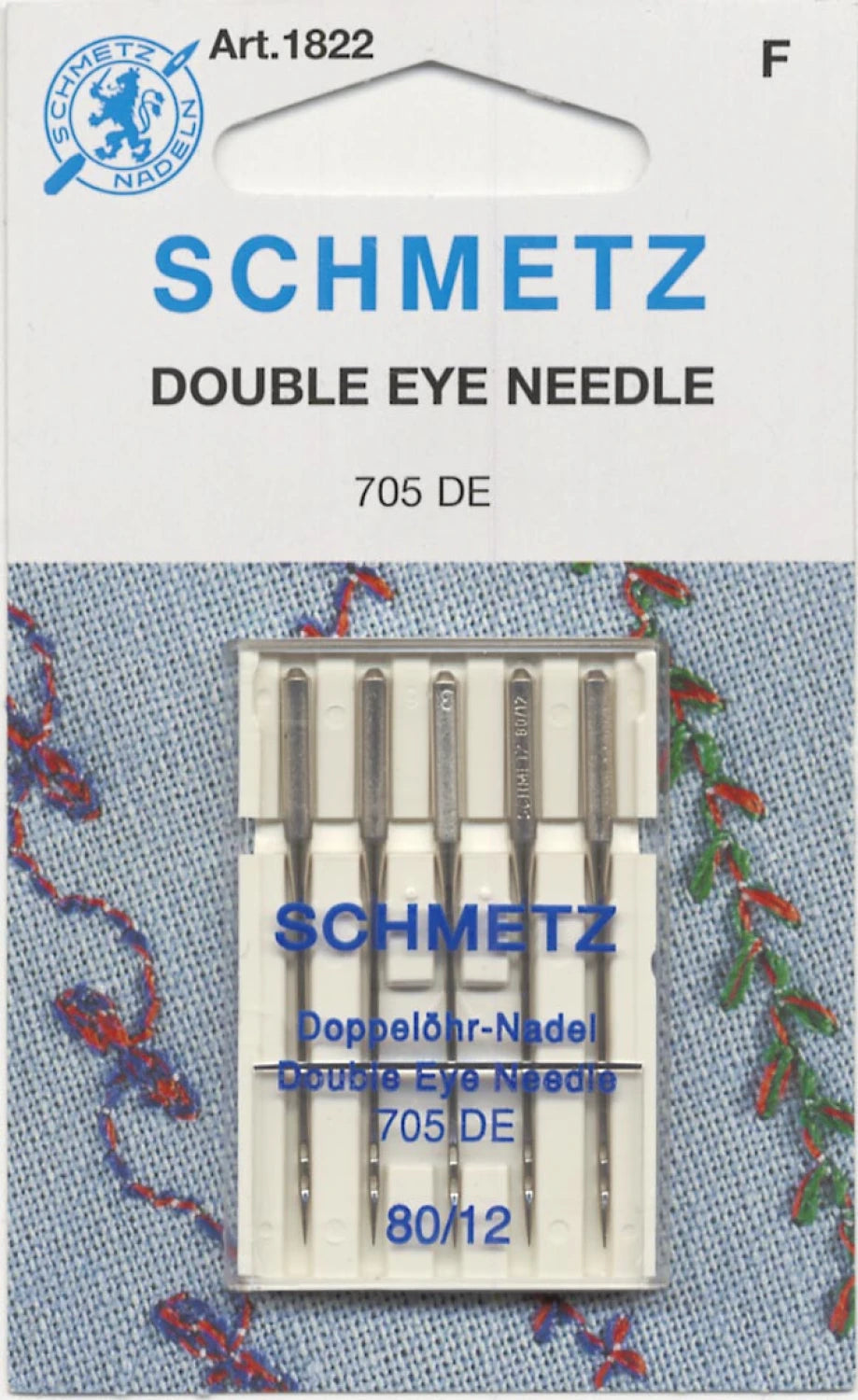 SCHMETZ Double Eye Topstitch Machine Needle Size 12/80 - 5 Pieces