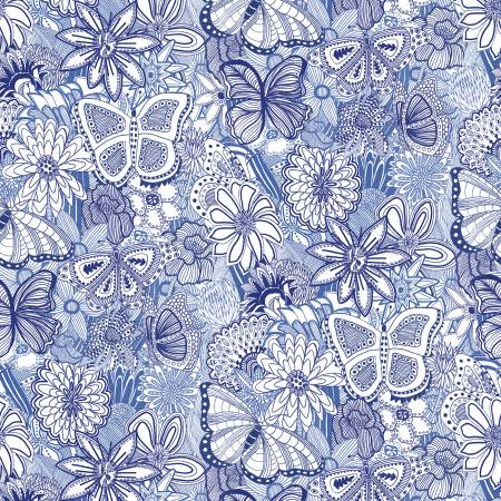 P&B Blue/White 108in Wide back Sketchbook Doodle SKET5242-BW