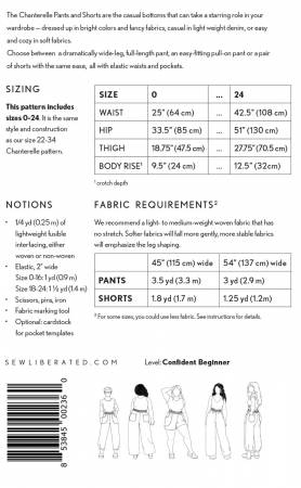 Sew Liberated - Chanterelle Pants and Shorts Sizes 0-24