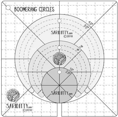 Long Arm Ruler - 4pc Boomerang & Circles - Sariditty