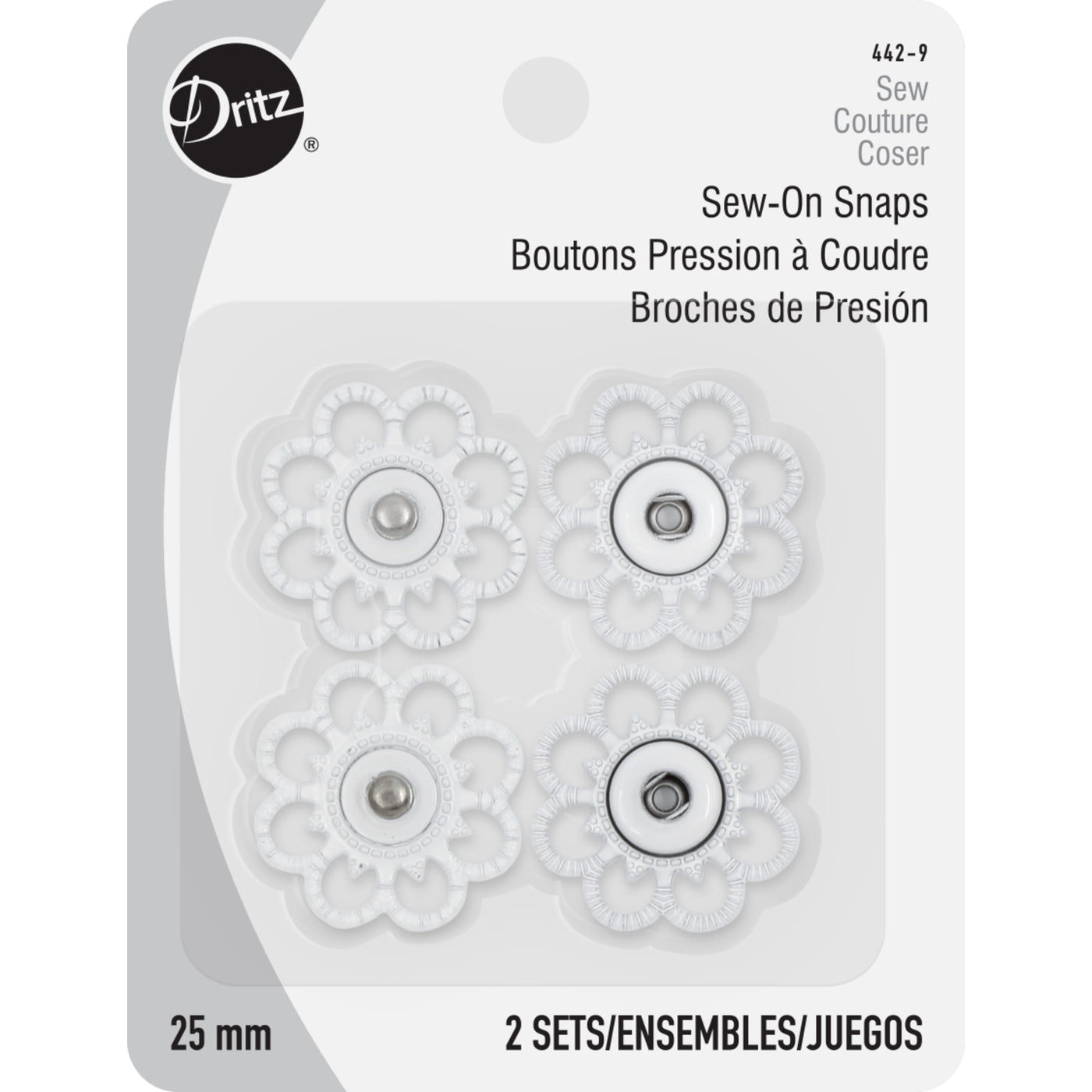 Snap Sew-On with Flower Design (25mm)