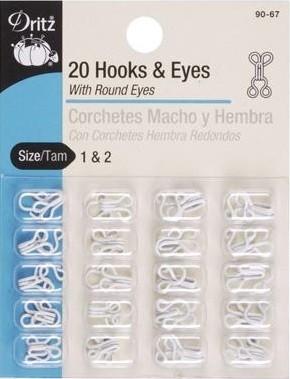 Dritz - Hooks - Hook & Eye White Size 1 & 2