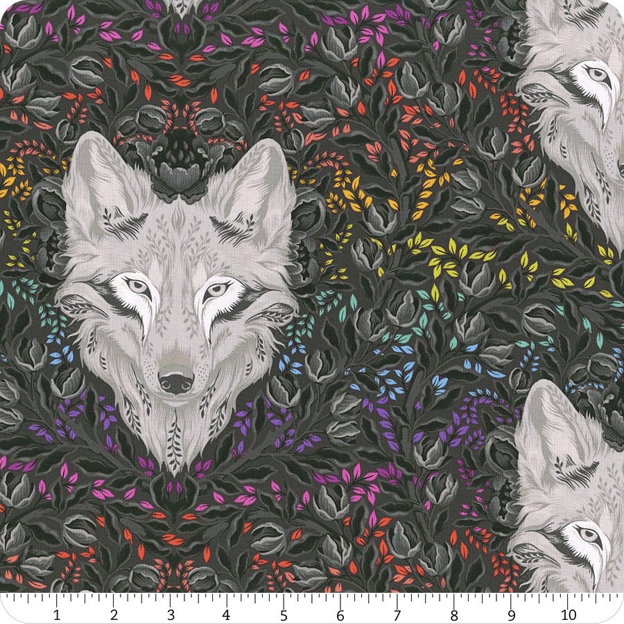 Tula Pink - Gray Work - Wolf of Pink Street - Carbon - PWTP256-CARBON