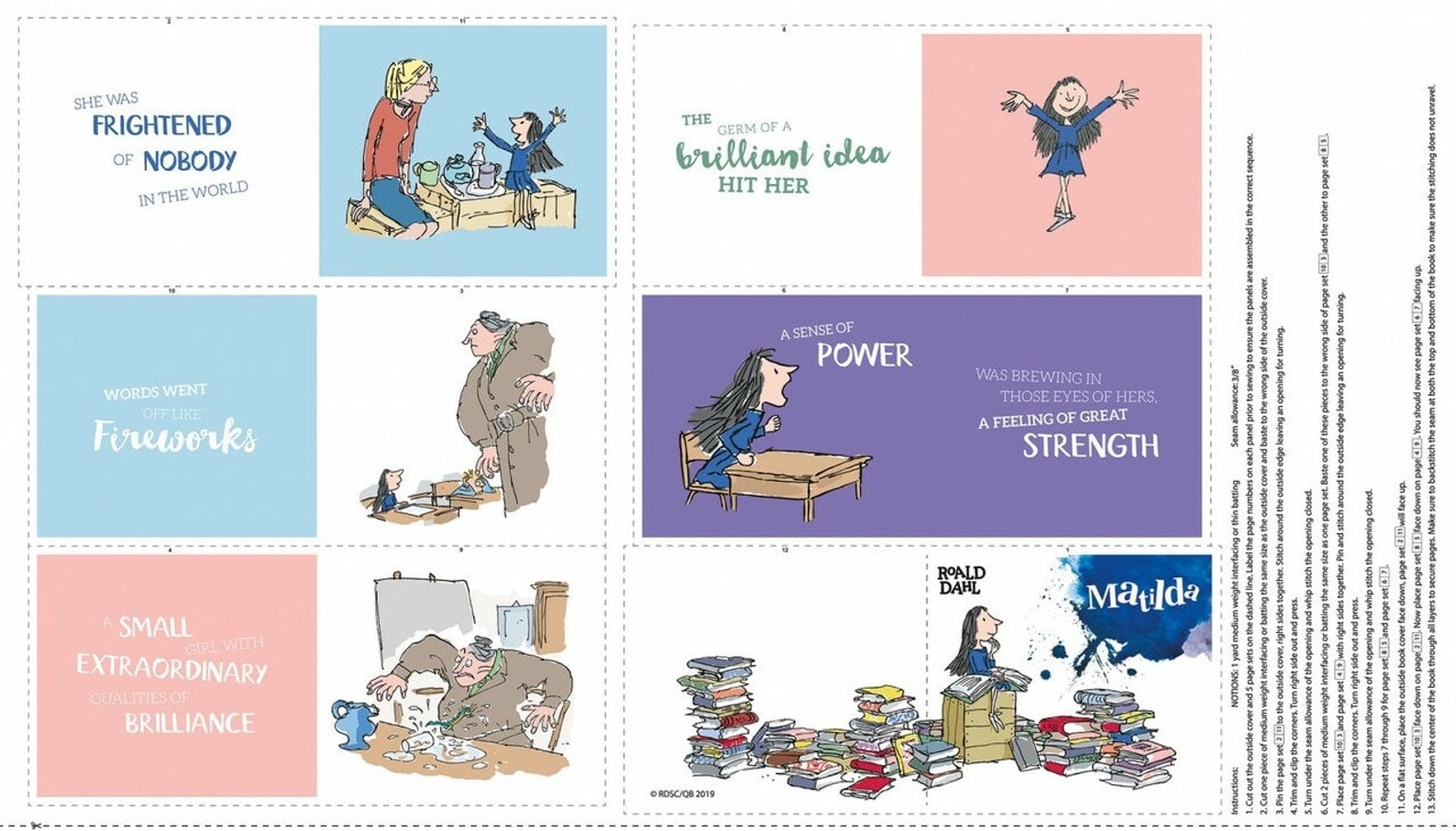 Matilda by Roald Dahl for Riley Blake Book Panel