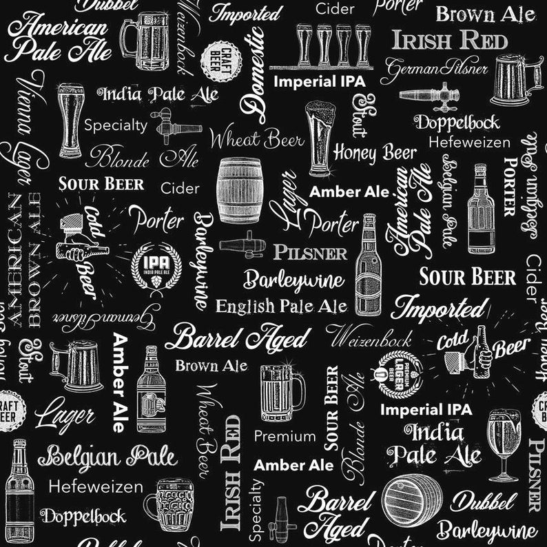 On Tap- Beer text by Quilting Treasures