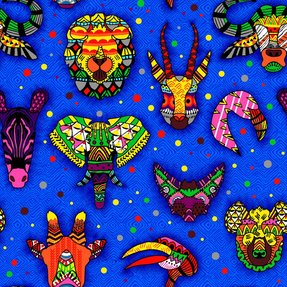 Paintbrush Studio UBUNTU 120-99791 Blue Animal Heads