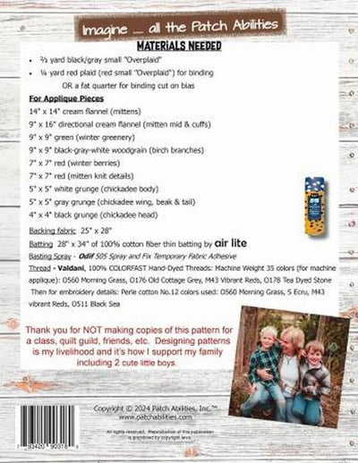 Patch Abilities Chickadee Mittens Pattern