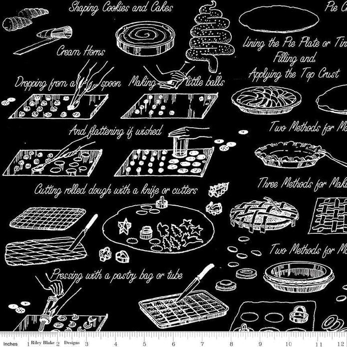 Riley Blake, Janet Wecker Frisch - Snow Sweet - Vintage Cook Book Blk - C9674-Black