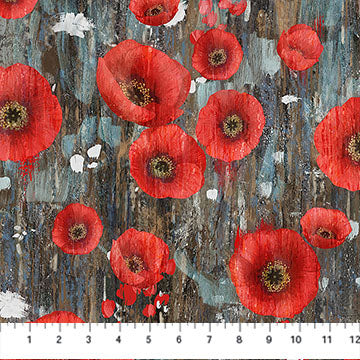 Northcott Studio - Poppy Meadow DP29087-97 Poppy Charcoal Multi