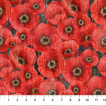 Northcott Studio - Poppy Meadow DP29088-97 Packed Poppy Charcoal Multi